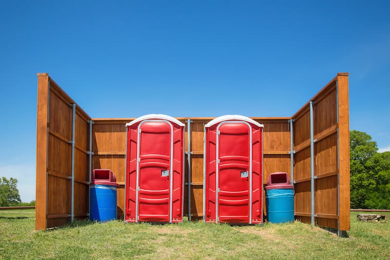 Short-term porta potty units staged for delivery in Yorba Linda, California